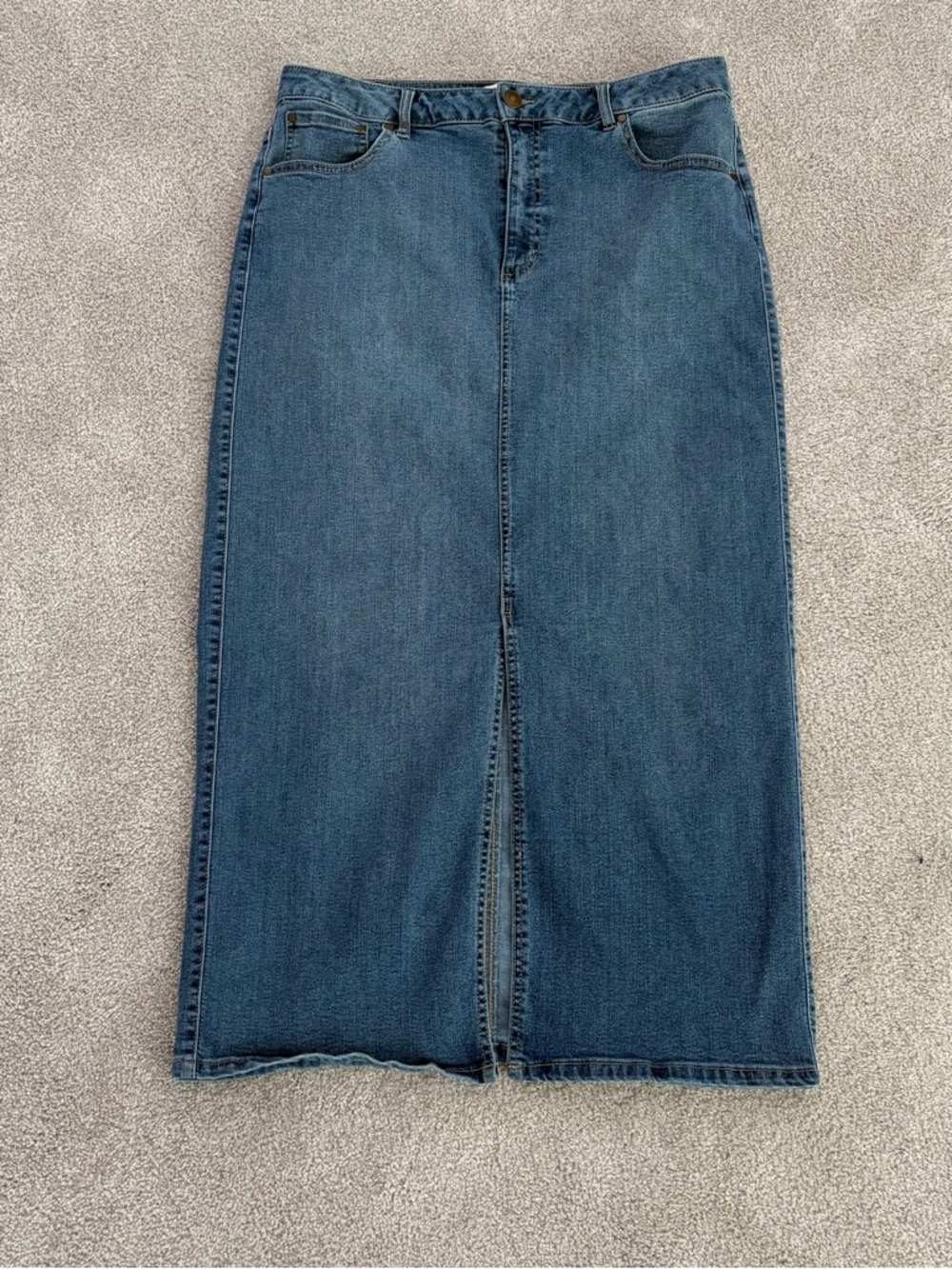 Rachel Zoe Mid-Blue Straight Maxi Denim Skirt